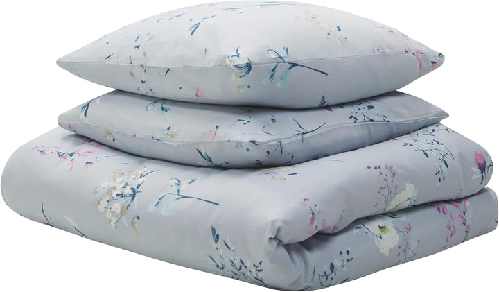 Bettwäsche Set hellblau 3-teilig Komfortgrösse 155x220 cm mit Knöpfen Evergreen