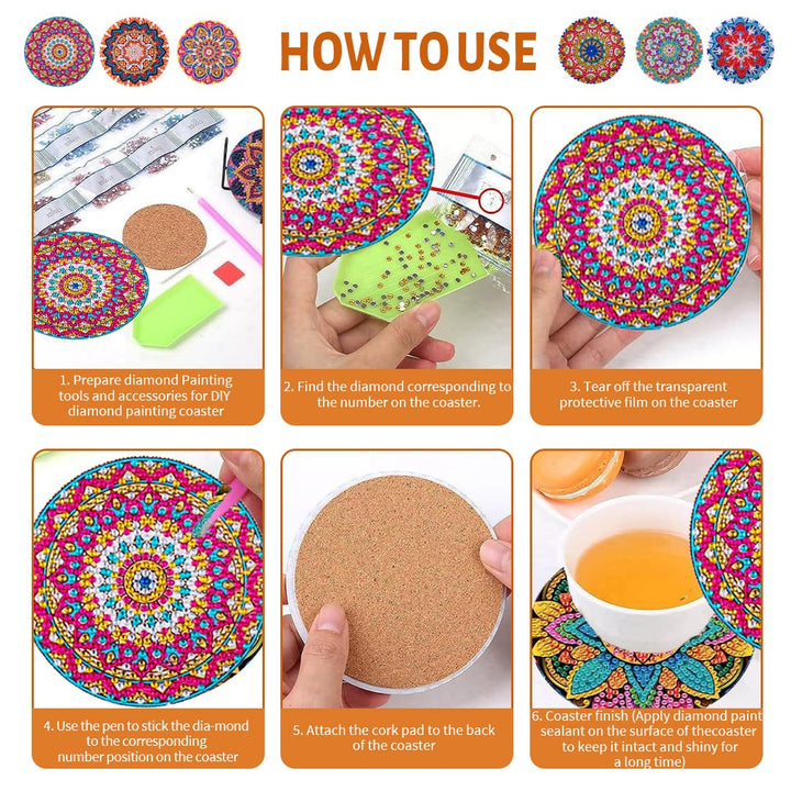 Diamond Painting Kinder Basteln Mandala, Bastelset Diamond Painting Untersetzer, Untersetzer Bastels