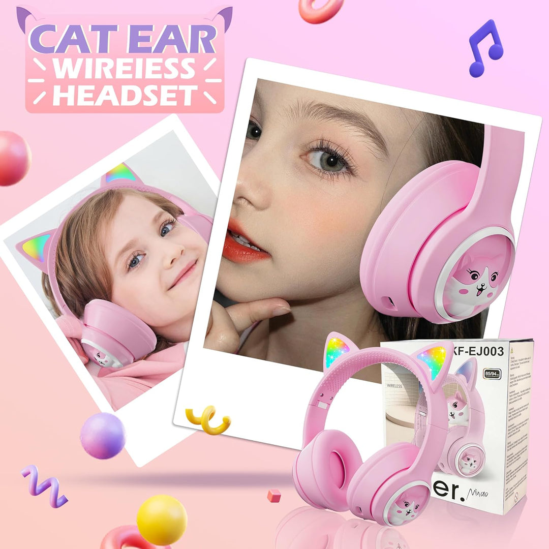 Bluetooth Kopfhörer Kinder, Faltbar 85dB Mädchen Kopfhörer Over Ear, Kabellos Kinderkopfhörer mit LE