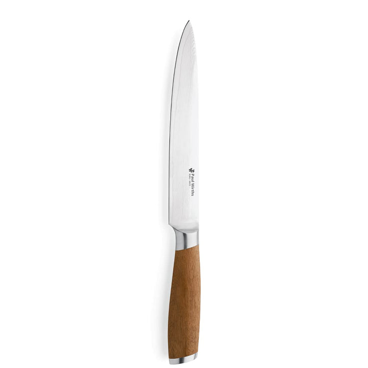 Paul Wirths SURU Tranchiermesser aus Damast- Stahl und Akazienholz Griff, mit 20 cm Klinge, extrem s