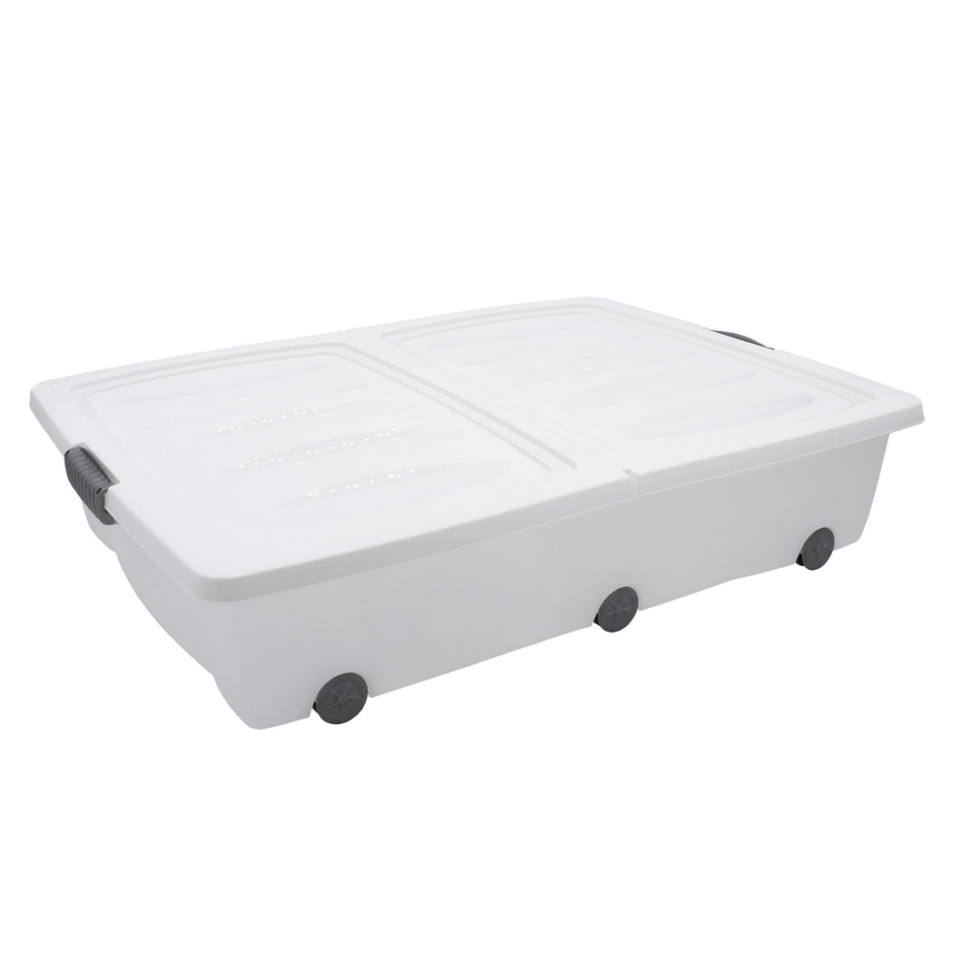 Spetebo Unterbettkommode mit Rollen - 80 x 60 x 17 cm / 60 Liter - Farbe: weiss - Aufbewahrungsbox B