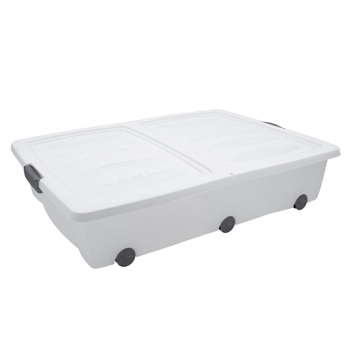 Spetebo Unterbettkommode mit Rollen - 80 x 60 x 17 cm / 60 Liter - Farbe: weiss - Aufbewahrungsbox B