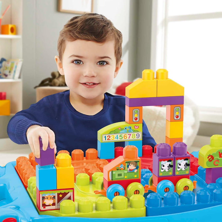 MEGA CNM42 Bloks BAU- und Spieltisch mit grossen Bauklötzen, Bauspielzeug für Kleinkinder (30 Teile)