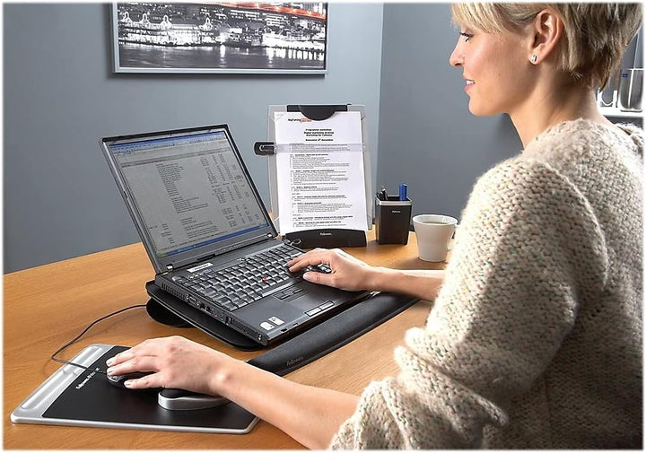 Fellowes Konzepthalter mit Memoboard hält bis zu 150 Blatt schwarz/silber Office Suites Konzepthalte