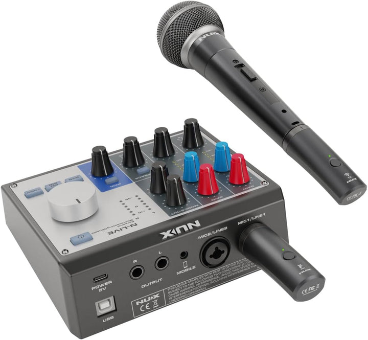 NUX B-3RC 2,4 GHz Mikrofon Wireless System mit Ladekoffer, Mikrofonbündel, 24 Bit/44,1 kHz, Langstre