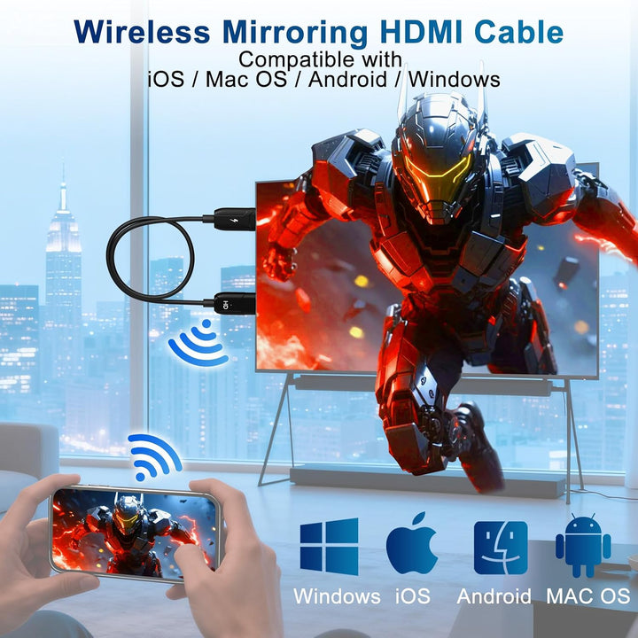 Wireless HDMI Kabel Miracast Display Adapter,HDMI Wireless Transmitter Schwarz HD, Schwarz HD