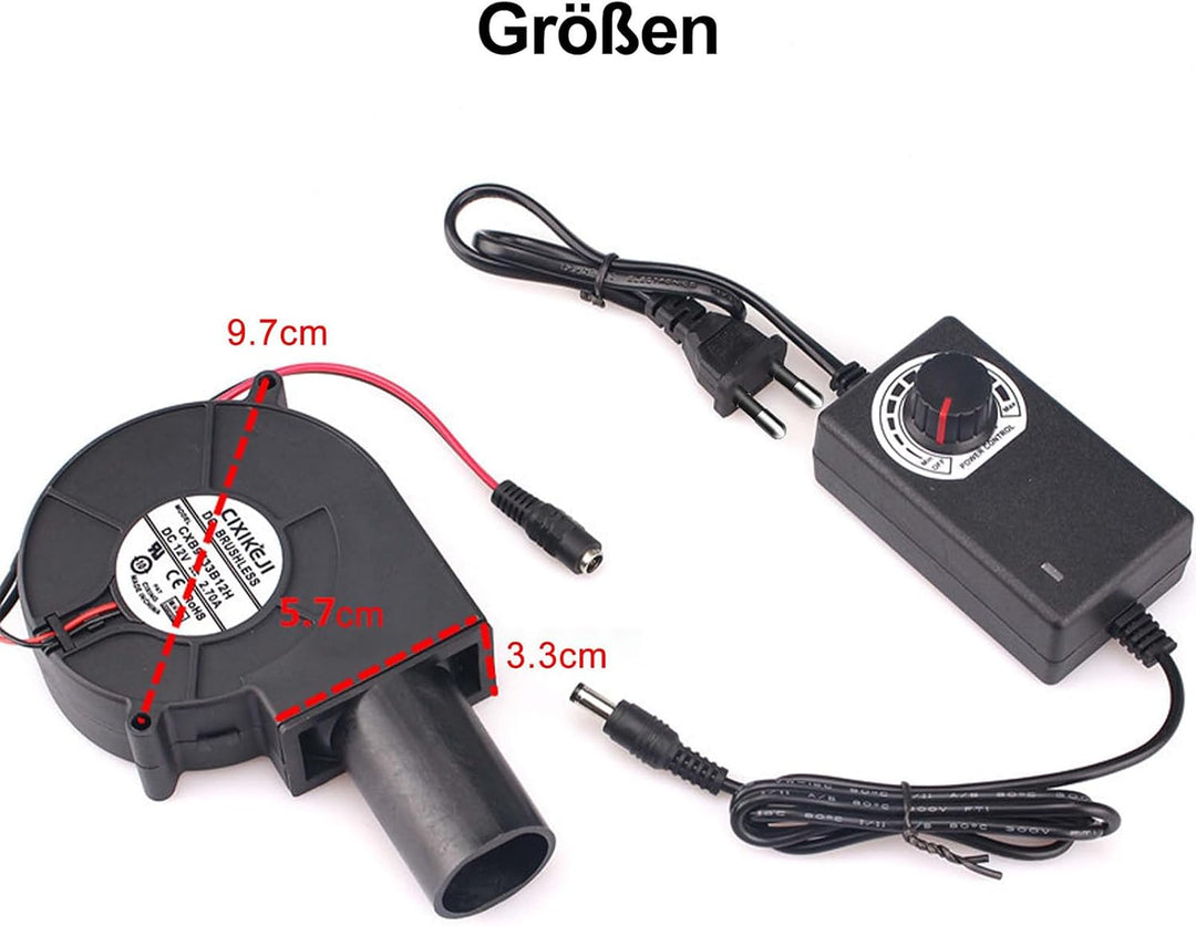 Regelbar Radiallüfter 12V mit Luftauslass: Turbinengebläse 220V Gebläse Lüfter mit Drehzahlregler fü
