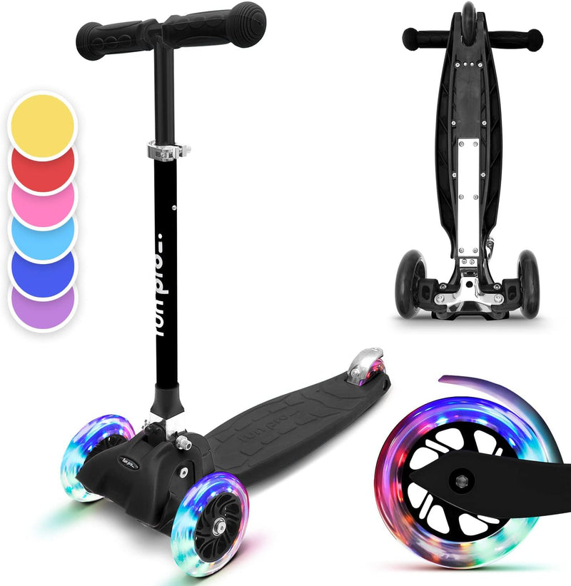 Fun Pro ONE Roller, der Sichere Premium Roller Kinder 3 Jahre, Vergleichstestsieger, LED Räder, falt