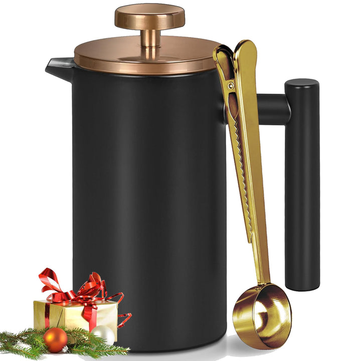 French Press 1,5L aus Edelstahl - Doppelwandig & isoliert für Camping, Party, Geschenk - Spülmasch