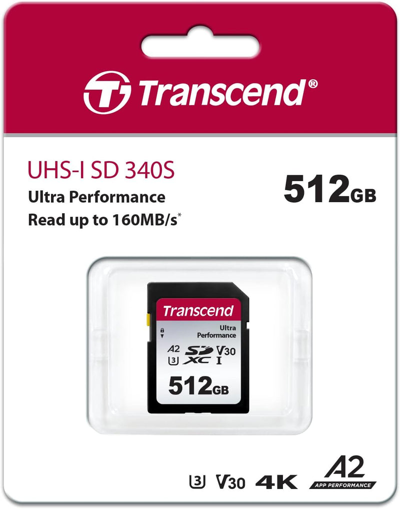 Transcend SD Karte UHS-I U3 A2 Ultra Performance, TS512GSDC340S 512 GB SD-Karte, 512 GB SD-Karte