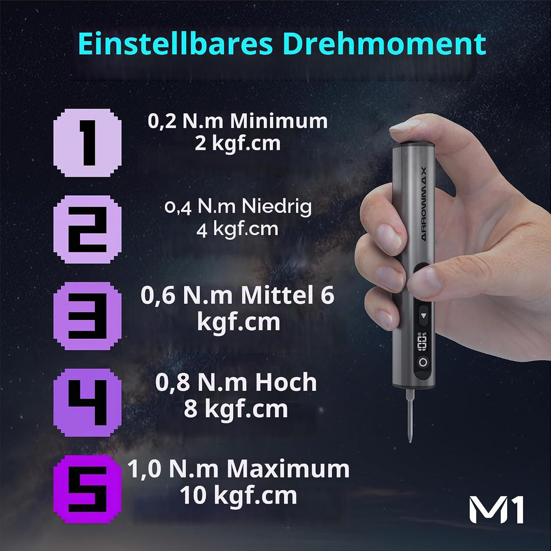 ARROWMAX Elektrischer Schraubendreher &amp; Bohrer Set, 2-in-1 Präzisions-Akkuschrauber, 10kgf.cm Drehmo