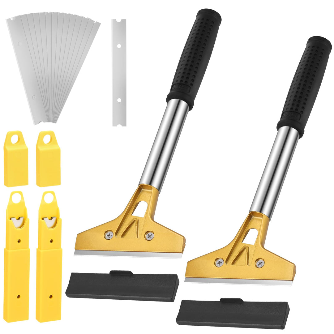 2 Stück Tapetenentferner Set mit 20 Ersatzklingen und Schutzhülle,4'' Tapetenschaber mit Gummigriff,