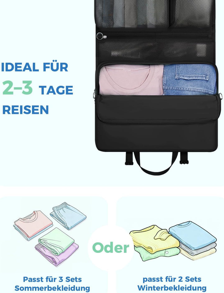 WANDF 6-in-1 Packing Cubes Koffer Organizer mit 360°-Aufhängehaken, Wasserabweisende Packwürfel Komp