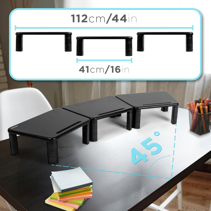 Duronic DM056 Monitorständer 3-Fach 116×36 cm – ergonomischer Bildschirmständer 14,5 cm Höhe, Schrei