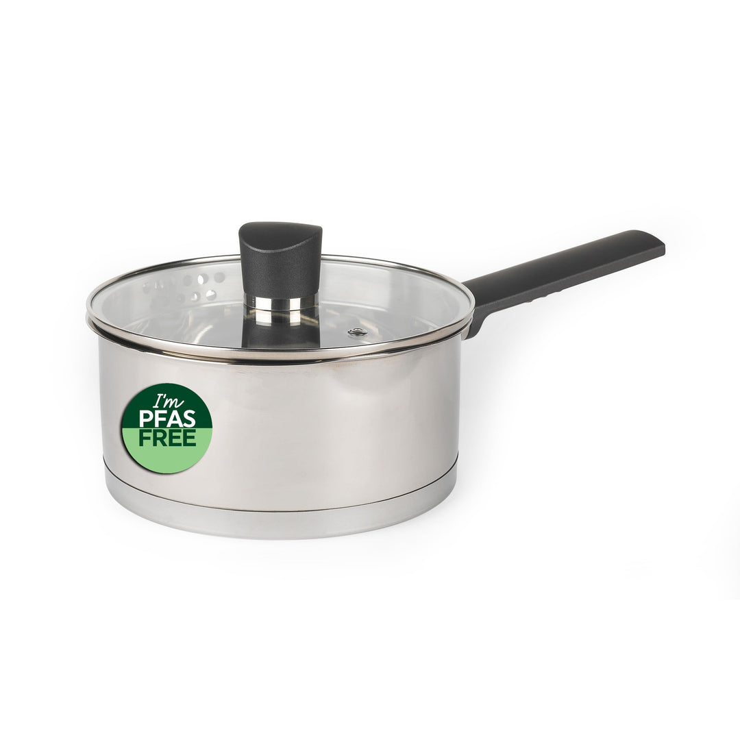 Russell Hobbs RH01163EU Excellence 18cm stieltopf mit deckel, 2L Kochtopf stieltopf mit Glasdeckel,