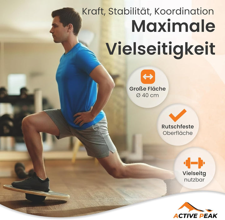 Balance Board Holz Ø 40 cm Wackelbrett Therapiekreisel für Gleichgewicht, Balancebrett Balance Train