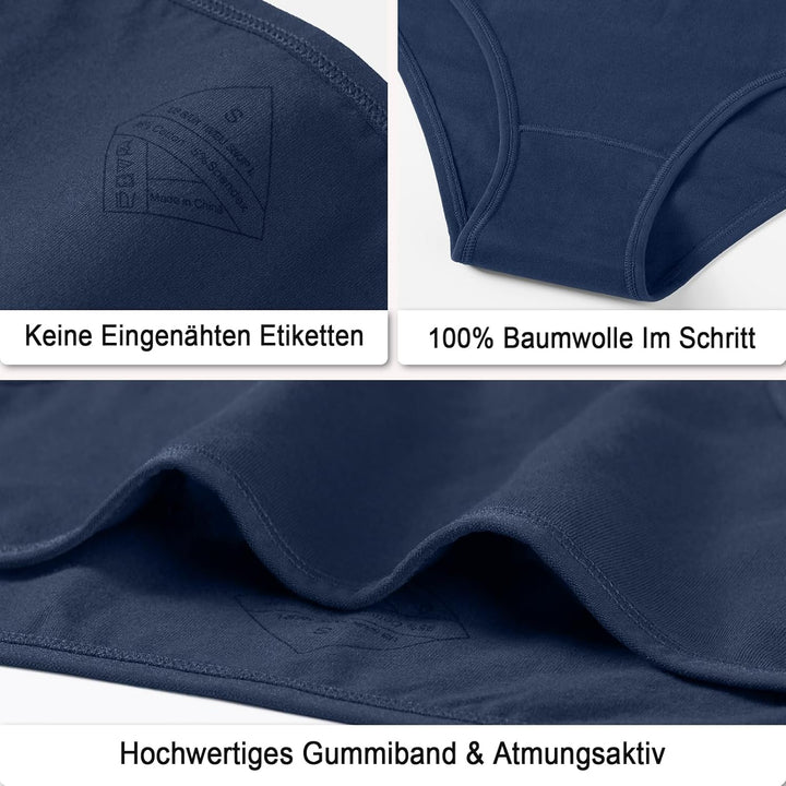 Anqier Unterhosen Damen, 6er Pack Baumwolle Panties Atmungsaktiv Slips Damen Bequeme Hipster Frauen