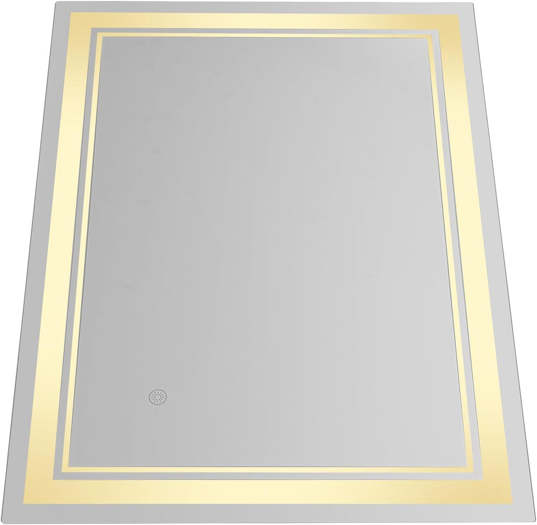 Badezimmerspiegel mit Beleuchtung, rechteckiger Wandspiegel, 70 x 50 cm, 10-100 % stufenlos verstell