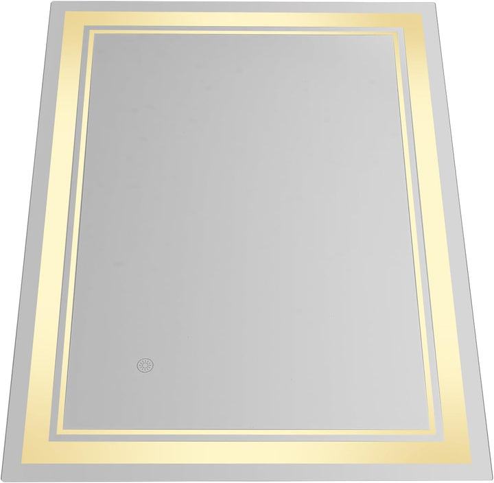 Badezimmerspiegel mit Beleuchtung, rechteckiger Wandspiegel, 70 x 50 cm, 10-100 % stufenlos verstell