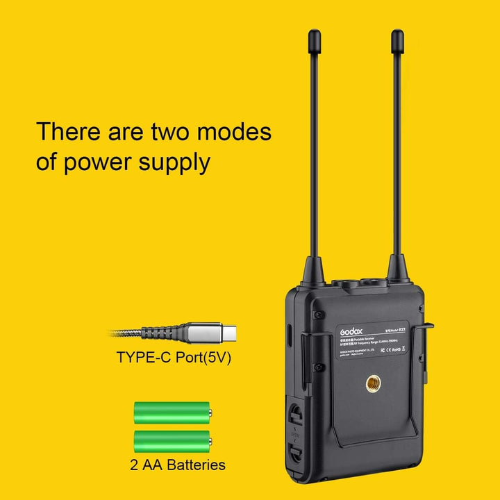 FOMITO Godox Pro Echtzeitüberwachung Drahtloses Lavalier-Mikrofonsystem WMicS1-Kit, 2X Sender TX1 +