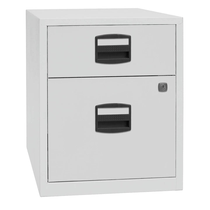 Bisley Home mobiler Beistellschrank PFA, 1 Universalschublade, 1 HR-Schublade, Metall, 645 Lichtgrau
