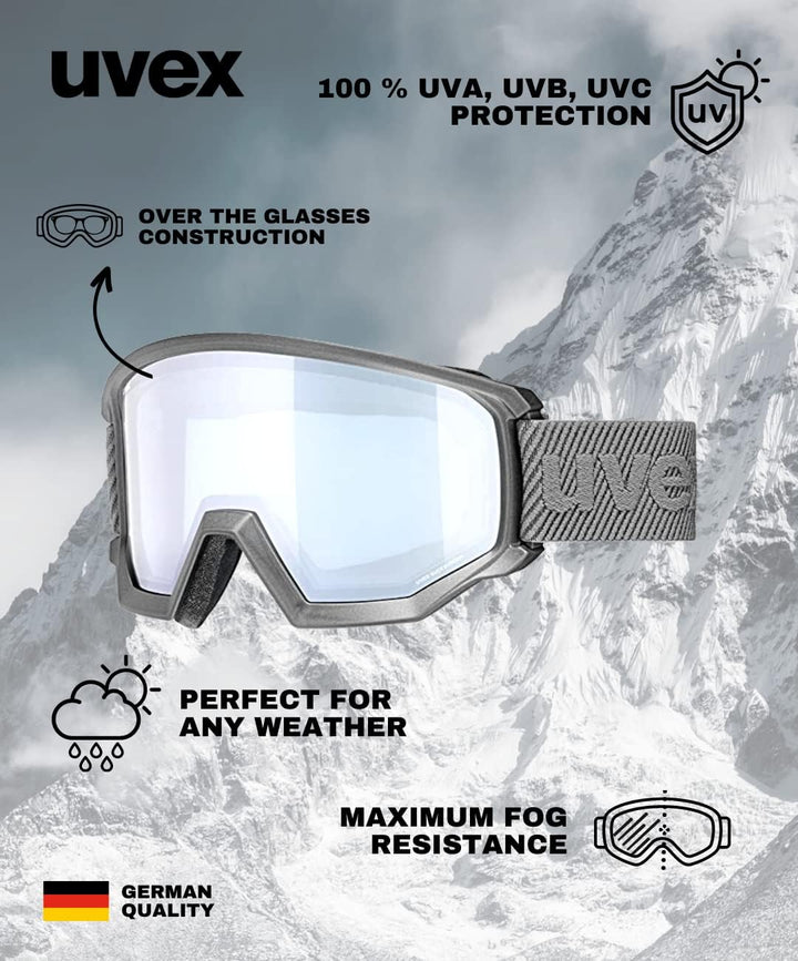 Uvex Unisex Athletic Fm Skibrille (1er Pack) Einheitsgrösse rhino mat/silver-blue, Einheitsgrösse rh