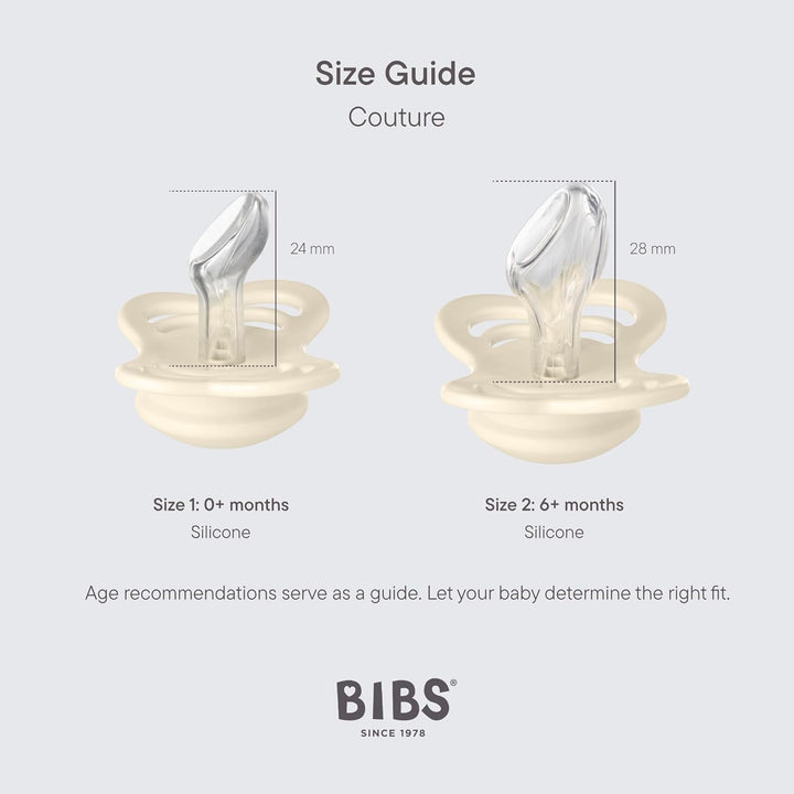 BIBS Couture Schnuller 2er-Pack, BPA-frei, Kiefergerechte Form. Silikon, Hergestellt in Dänemark. 0-