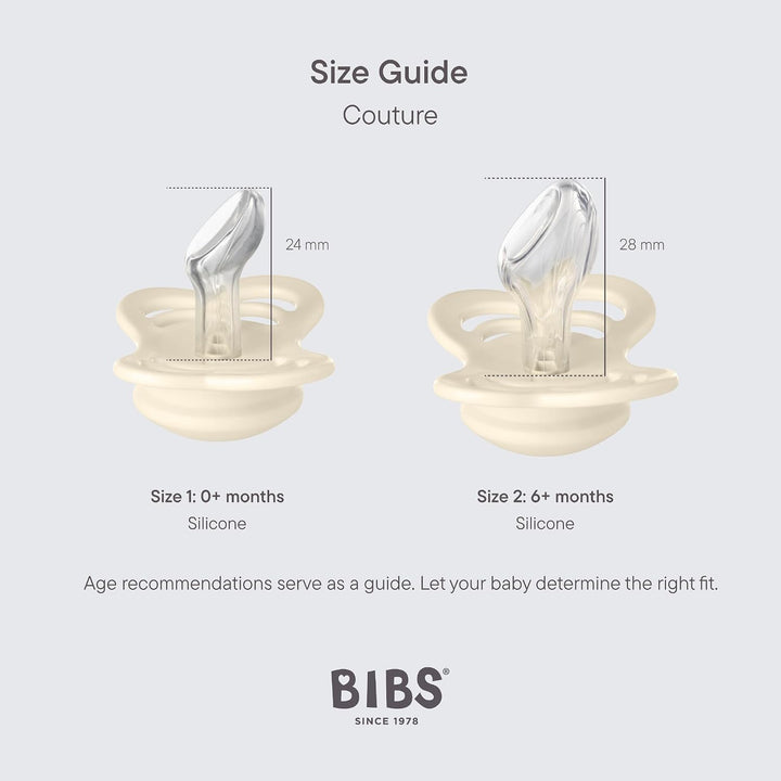 BIBS Couture Schnuller 2er-Pack, BPA-frei, Kiefergerechte Form. Silikon, Hergestellt in Dänemark. 6-
