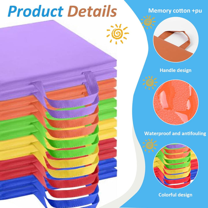 NASSMOSSE Bodenkissen für Klassenzimmer, 12pcs 12 Zoll wasserdichte Flexible Sitzplätze mit Griff, 6