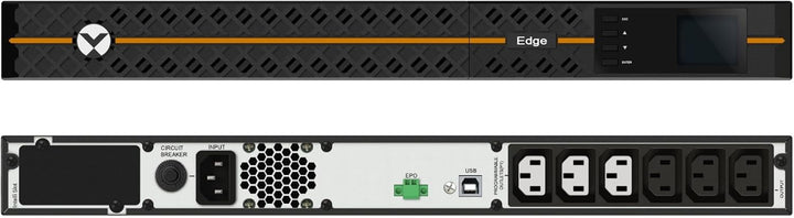 Vertiv Edge, Line-Interactive USV, 1 kVA / 900 W, 230 V, Rack-Mount, 1U, Schwarz, 1U / 1HE