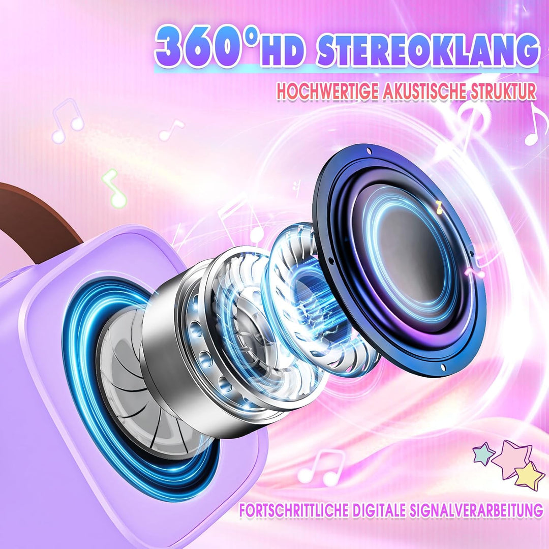 Dislocati Tragbarer Karaoke Set mit DSP & LED-Lichtern, Geschenk Spielzeug für Kinder und Erwachsene