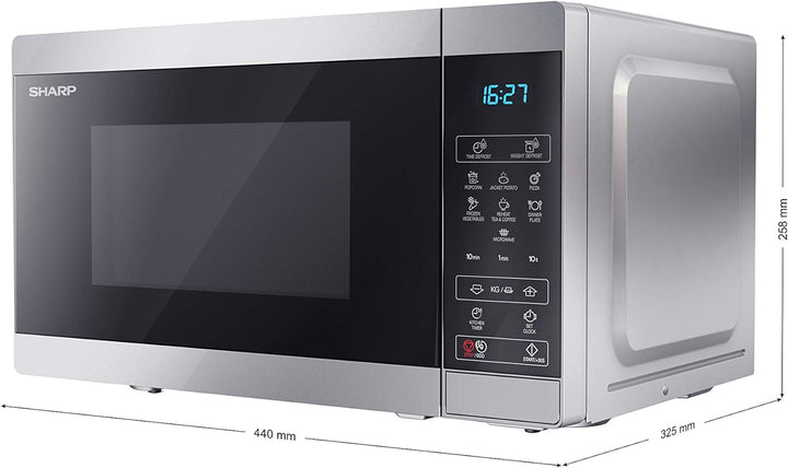SHARP MS02ES Mikrowelle (Mikrowelle: 800W, 11 Leistungsstufen, Auftaufunktion, Abmessungen: 440x258x