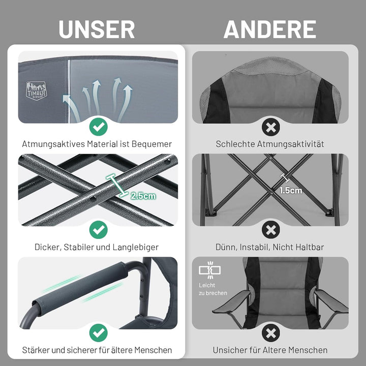 TIMBER RIDGE 2er Campingstuhl Faltbar 180kg Regiestuhl klappbar mit Seitentisch Angelstuhl mit Seite