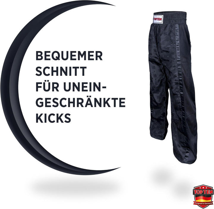 TOP TEN Kickboxhose „Mesh“ Schwarz - Schwarz 130, Schwarz - Schwarz 130