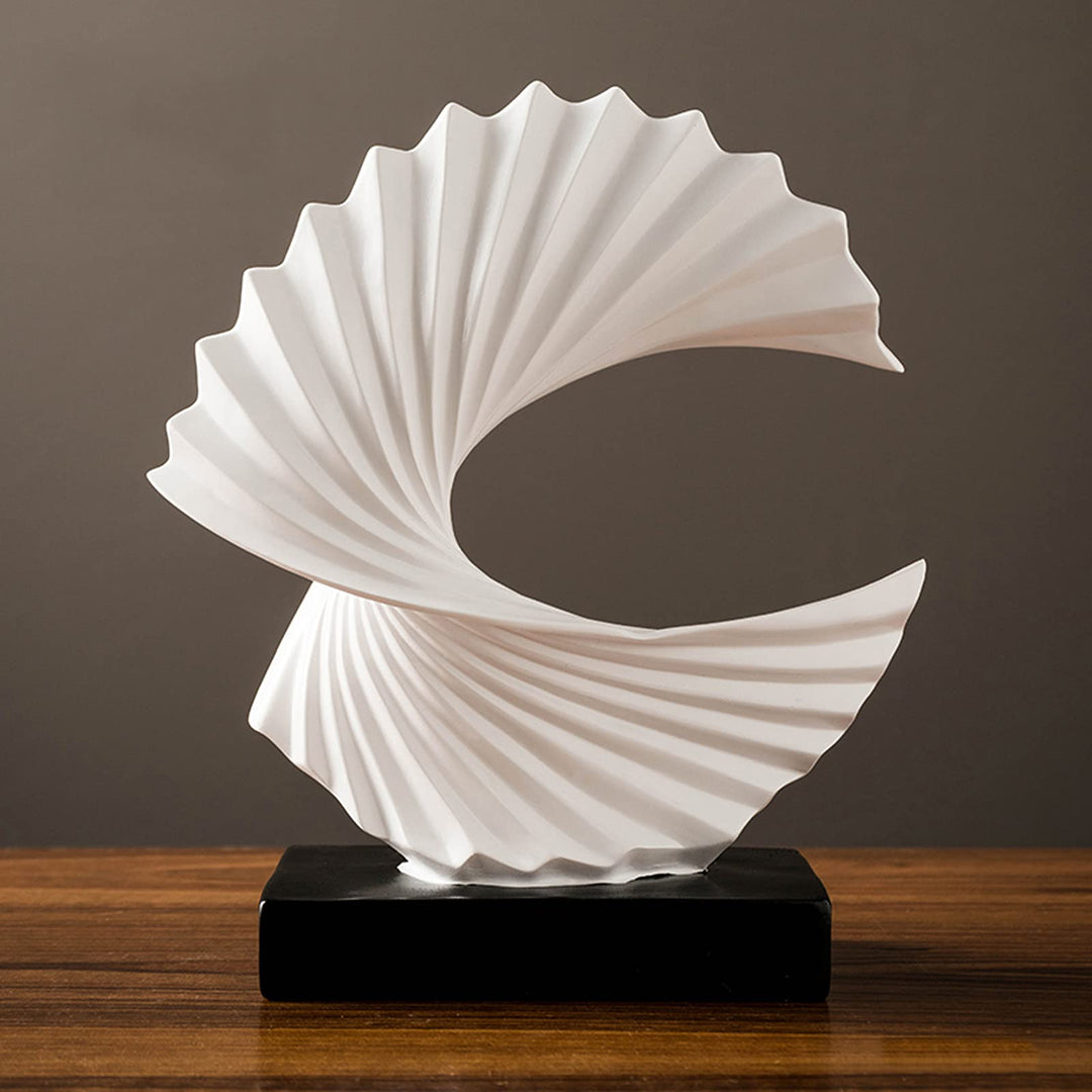 Tauzveok Abstract Sculpture, Modern Decoration in White, Decorative Spiral from Harz 28 cm high for