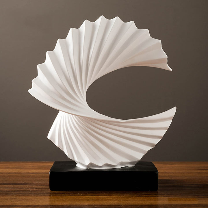 Tauzveok Abstract Sculpture, Modern Decoration in White, Decorative Spiral from Harz 28 cm high for