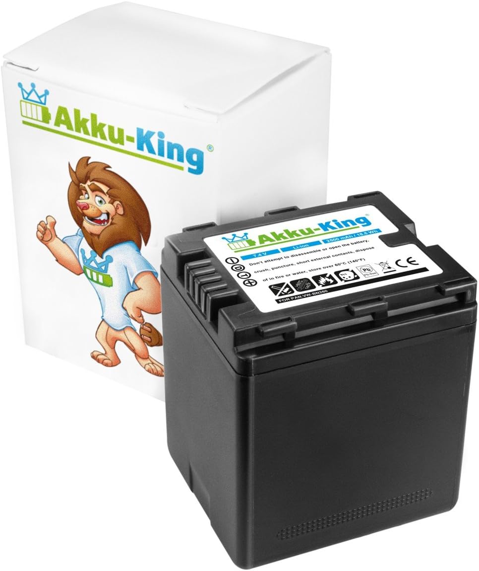 Akku-King Akku kompatibel mit Panasonic VW-VBN260 - Li-Ion 2500mAh - für HDC-SD800, HDC-SD900, HDC-S