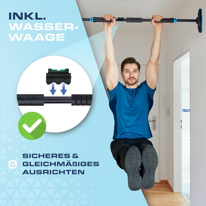 ELANI – Klimaneutrale Klimmzugstange Wand 115-140 cm ohne Bohren mit innovativer Gewindesperre für s