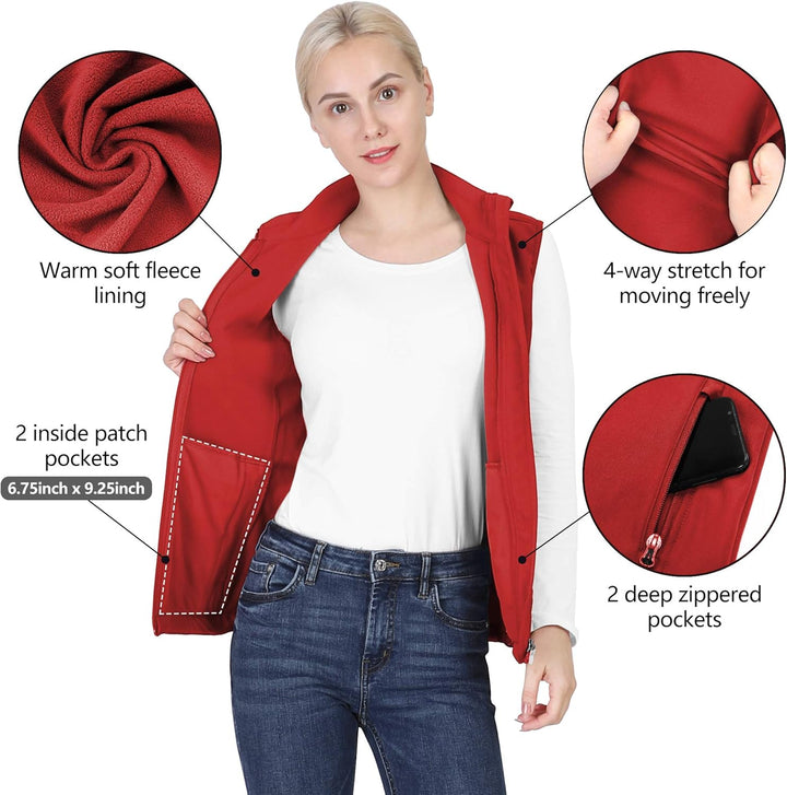 Outdoor Ventures Softshell Weste Damen Ärmellose Jacke Laufweste Leicht Winddicht Warm Fleeceweste S
