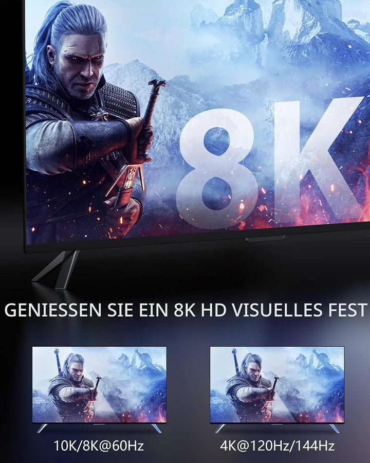 Stouchi 3m HDMI Kabel 8K,Ultra HD 48 Gbit/s Hochgeschwindigkeit 8K60hz 4K120hz 144Hz 165Hz RTX,DSC e