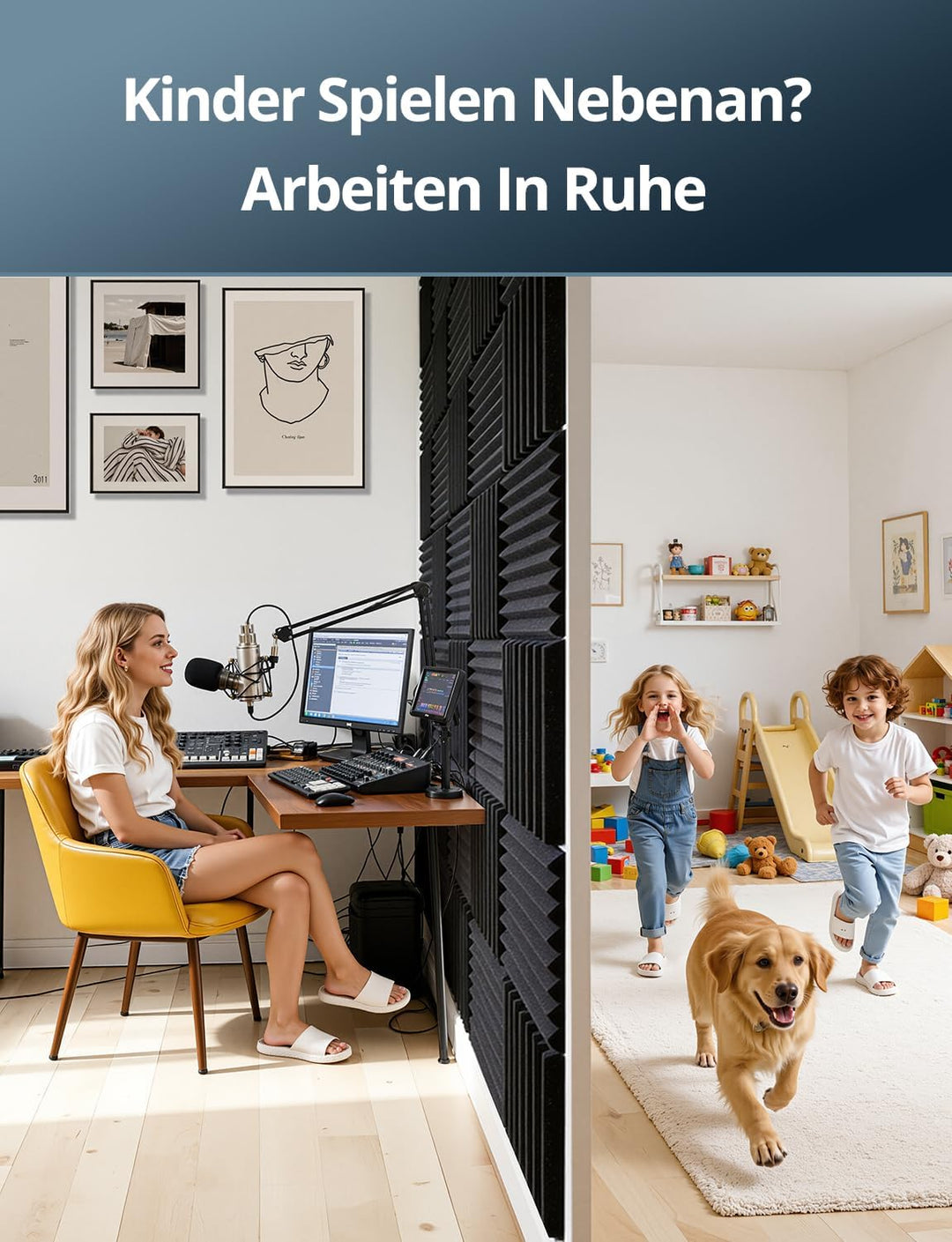 Kuchoow Schallschutz Akustikschaumstoff Wand mit Dämmung Schweres Vinyl, 8 Stück Selbstklebend Akust
