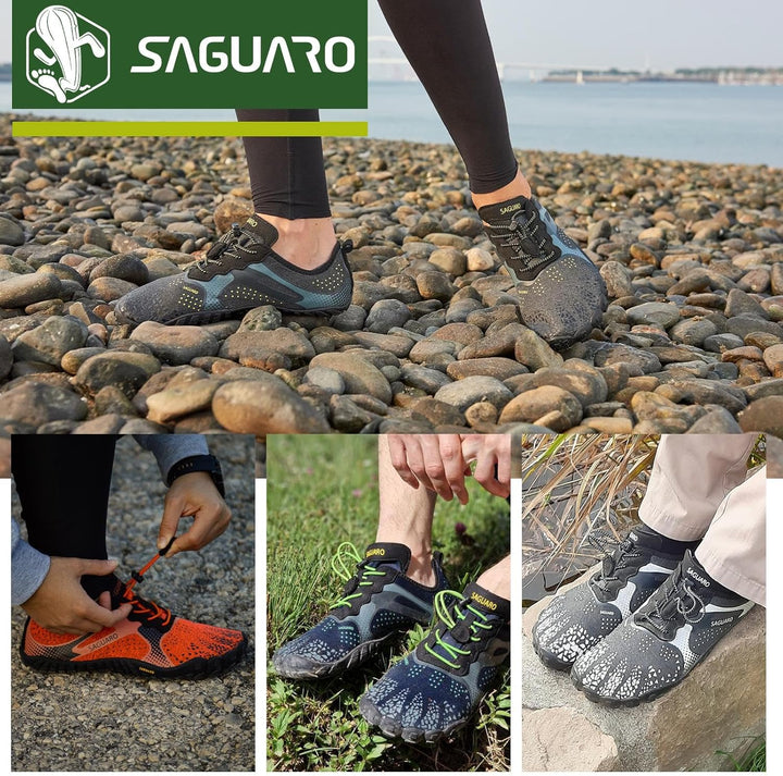 SAGUARO Unisex Barfussschuhe Leicht Atmungsaktive Zehenschuhe fur Outdoor & Indoor 36 EU Schwarz, 36