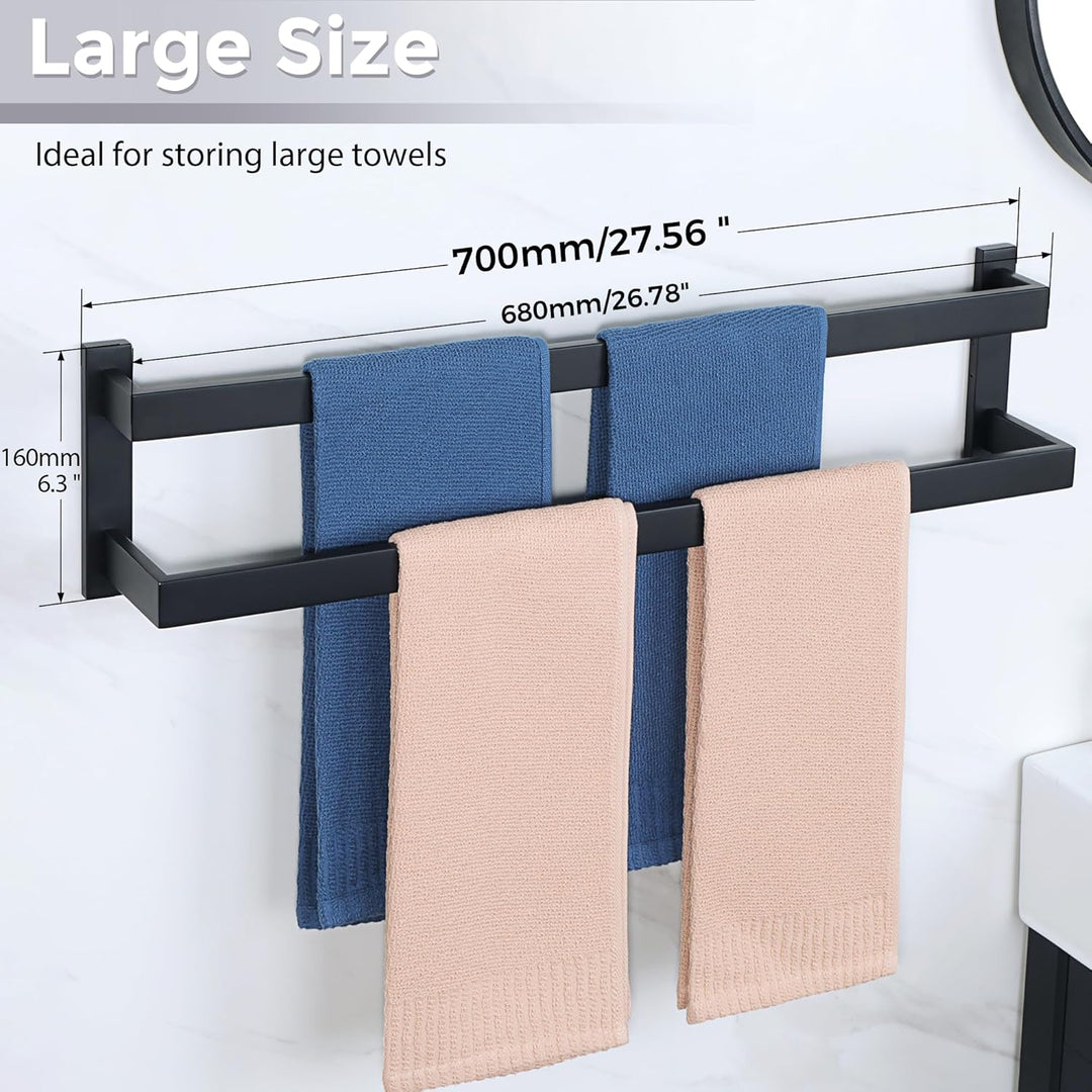 SAYAYO Handtuchhalter Schwarz Handtuchstange 70cm Multilayer Gästehandtuchhalter Wandmontage Edelsta