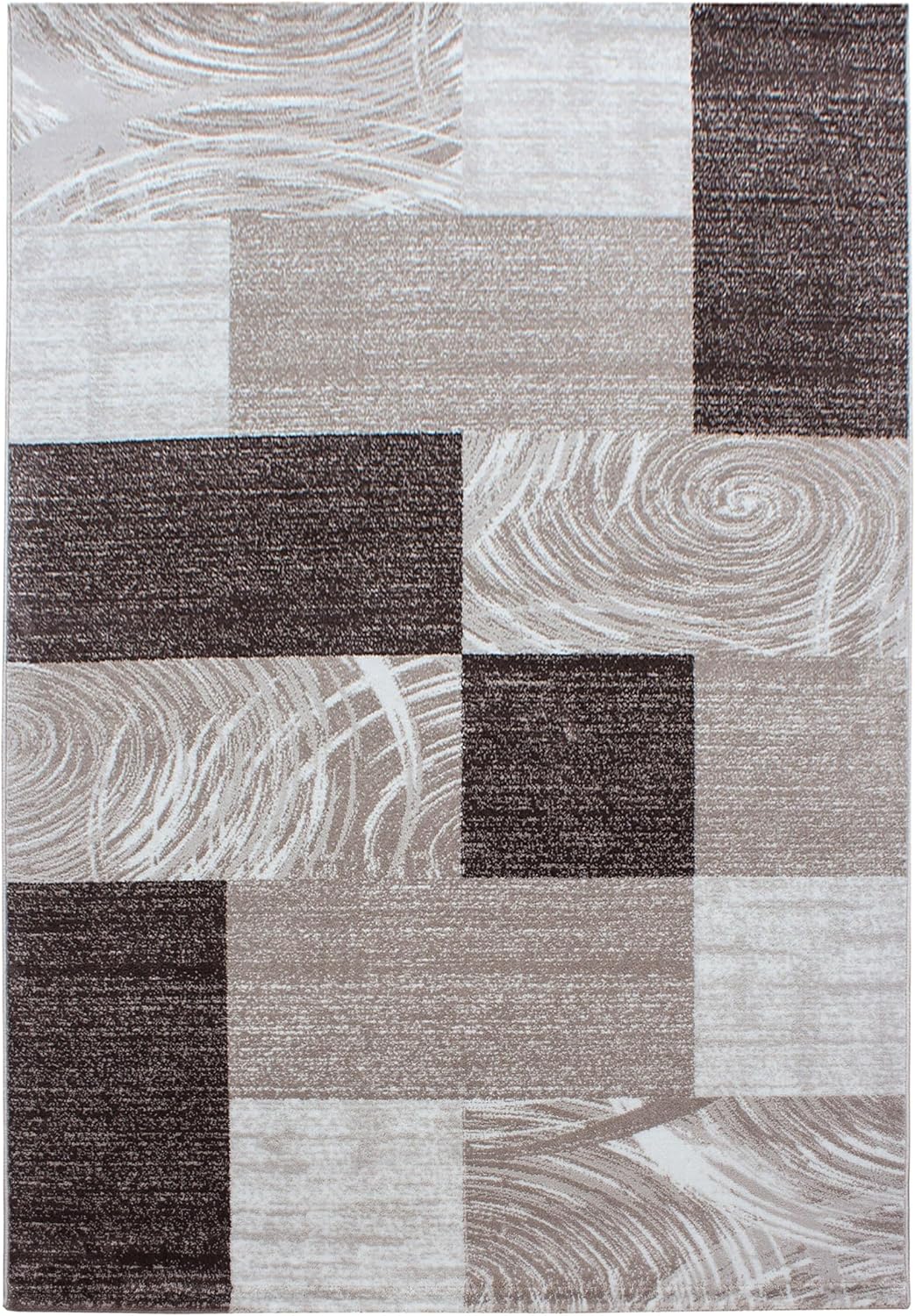 Teppich Wohnzimmer 80x150 cm Läufer Flur Braun Kurzflor Kariert Design - Teppich Schlafzimmer, Esszi