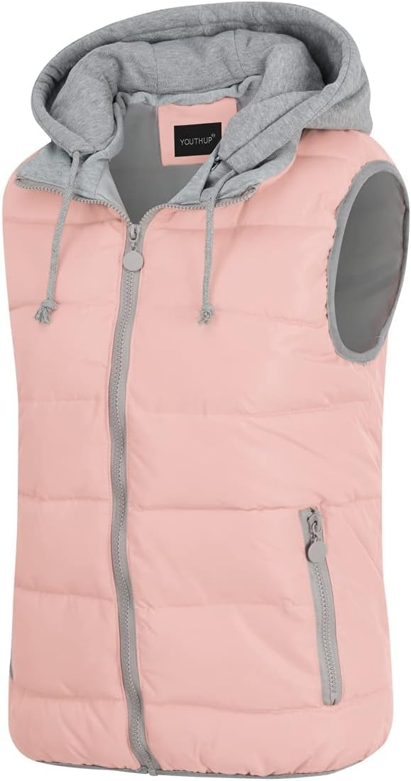YOUTHUP West Damen Steppweste mit Kapuze Leicht Winterweste Freizeit Outdoor Ärmellos Jacke Gilet Bo