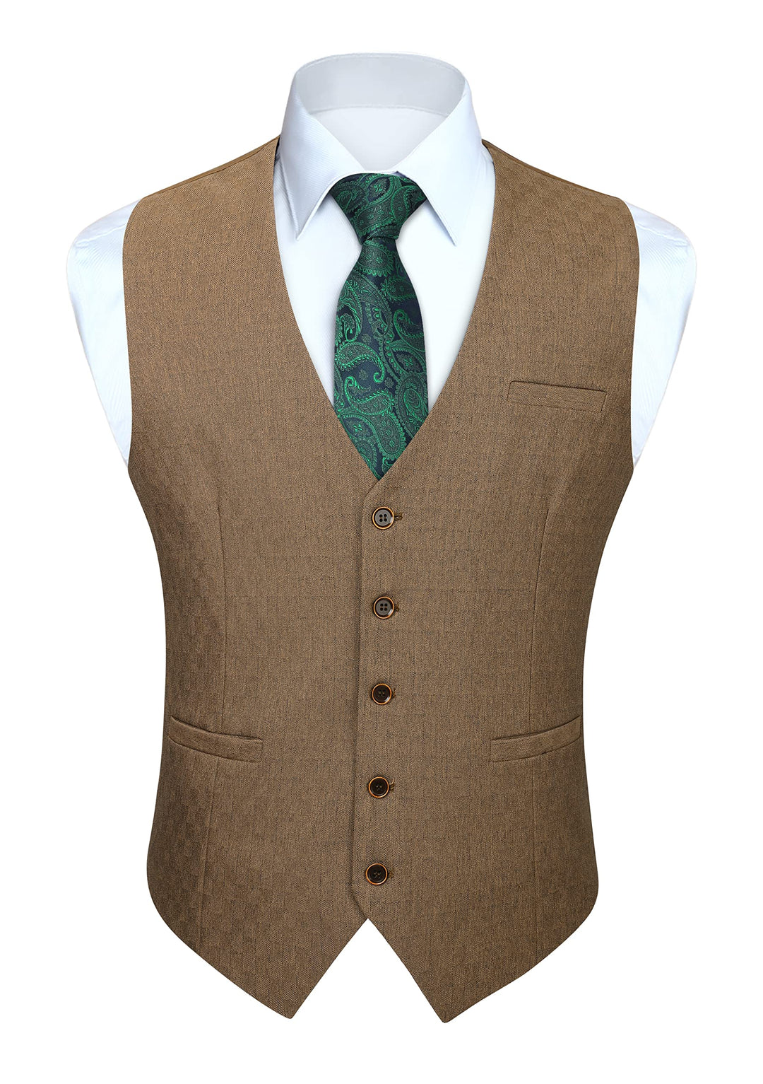 HISDERN Herren Anzugweste Formale Hochzeit Klassische Retro Baumwolle V-Ausschnitt Einfarbige Elegan