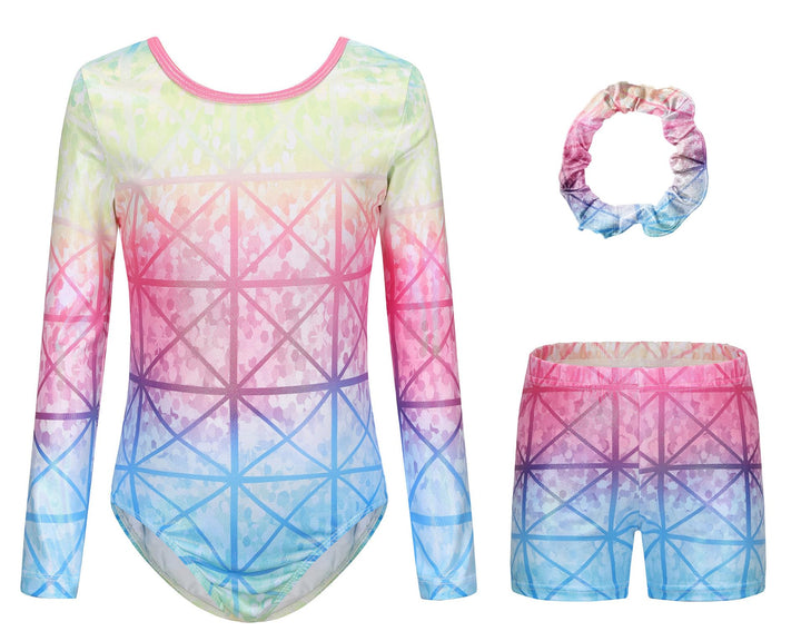 SEAUR Mädchen Turnanzug Turnshorts Set Ärmellos/Langarm Gymnastikanzug mit Hose Kinder Trikot Turnen