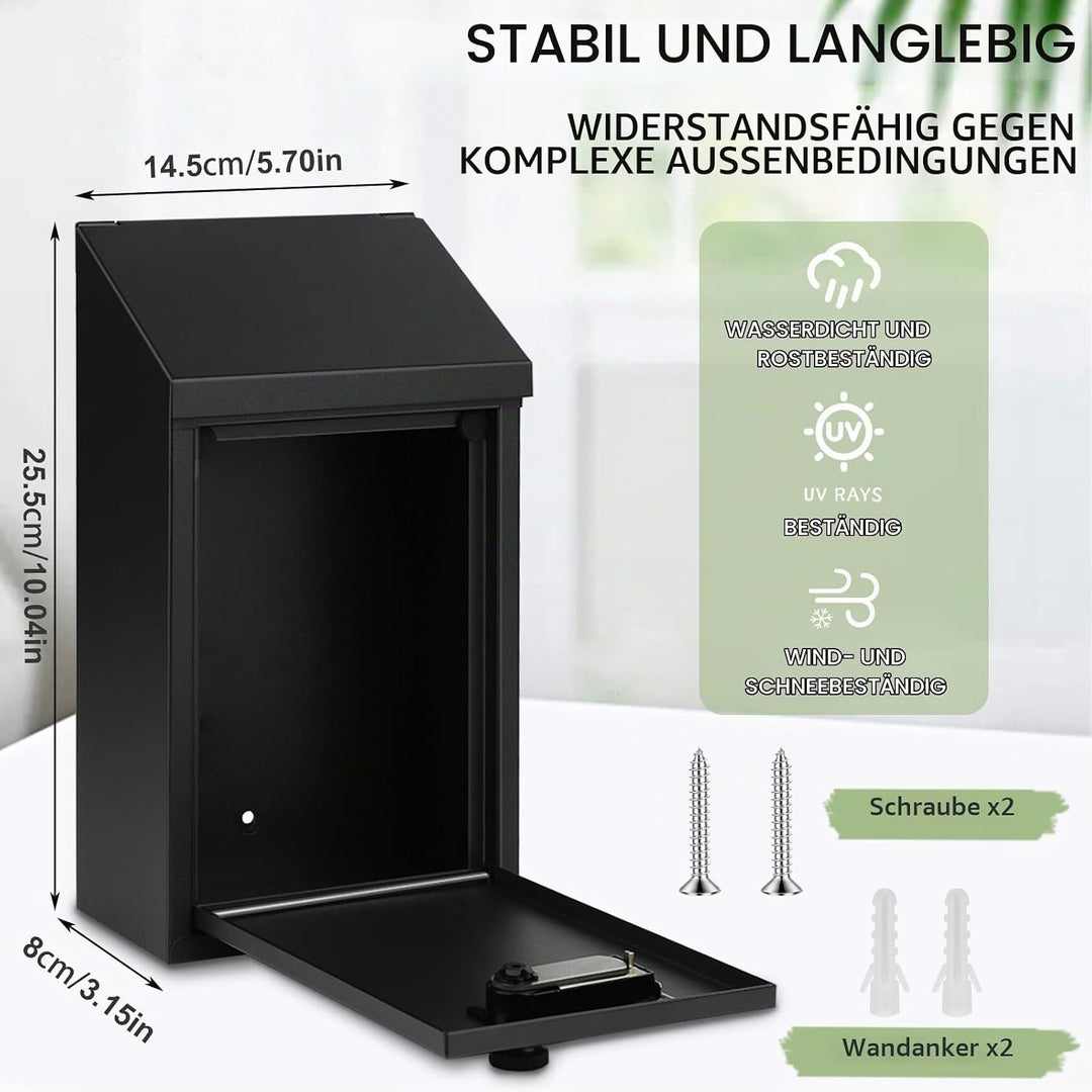 Spendenbox Metall Abschliessbar, Geldkassette Wandmontage mit Zahlenschloss | Schlüsselbox für Ausse