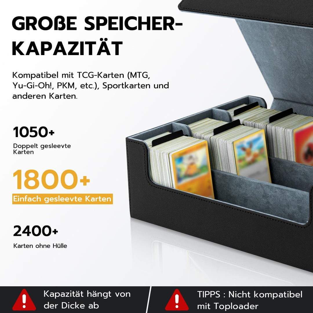 Card Deck Box for MTG,Gathering Kartenbox für 1800+ Karten mit Trennwänden,PU Leder Starkes Magnetic