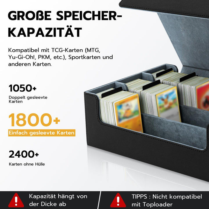 Card Deck Box for MTG,Gathering Kartenbox für 1800+ Karten mit Trennwänden,PU Leder Starkes Magnetic